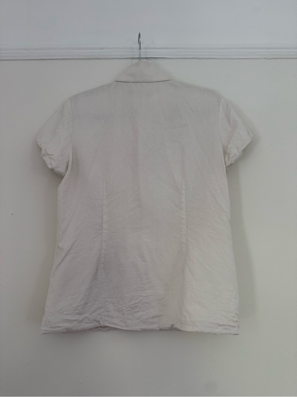 Shanghai Tang Cream Short-Sleeve Mandarin Collar Shirt - Picture 3 of 4